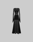 RASE LE SOL Ensemble robe longue maxi à découpes en dentelle transparente