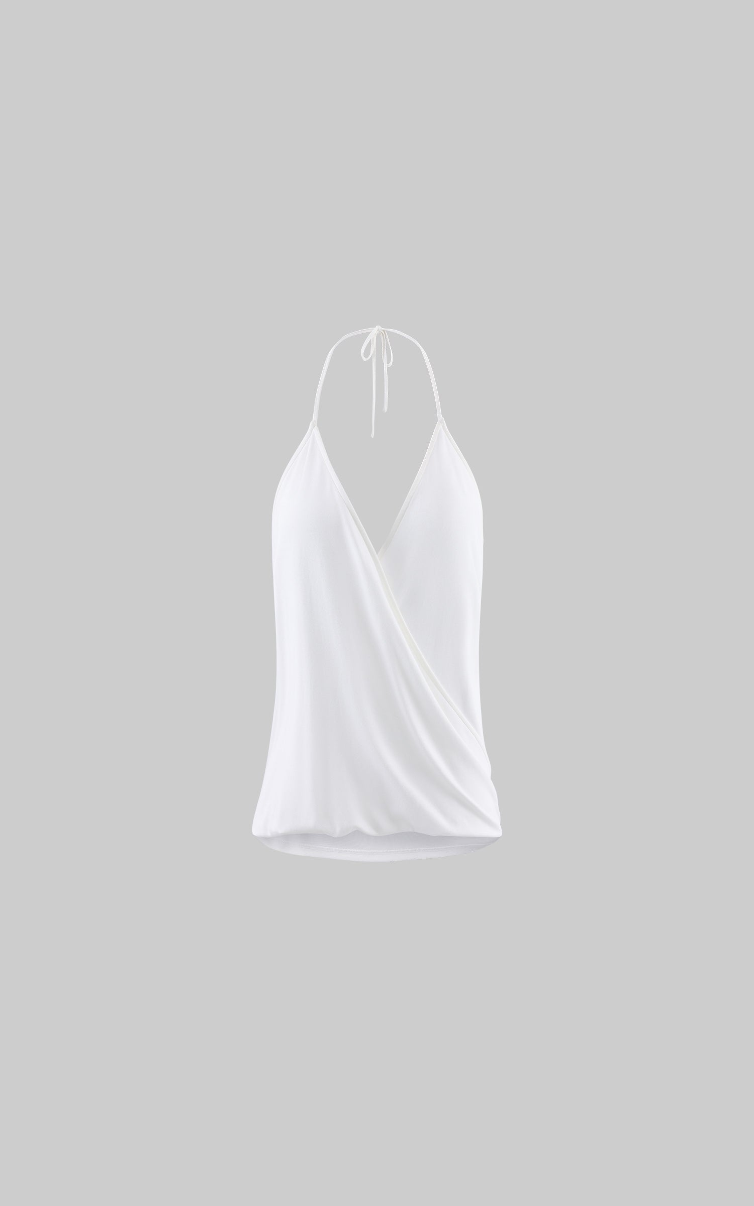 0122stepll Haut halter drapé blanc