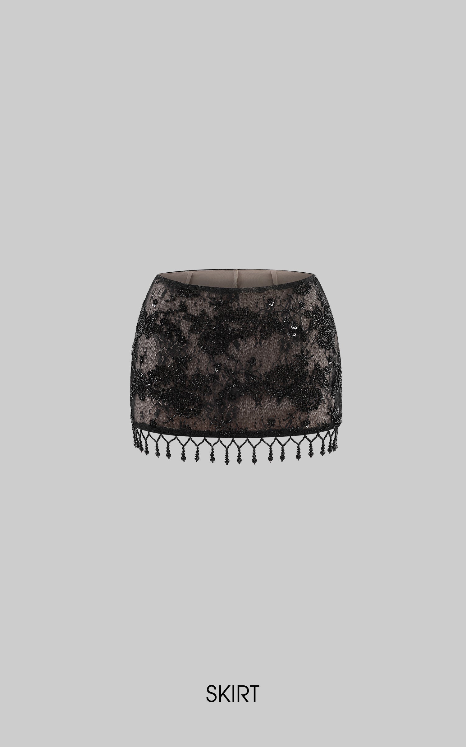 ROVENTE Lace Fringe Mini Skirt