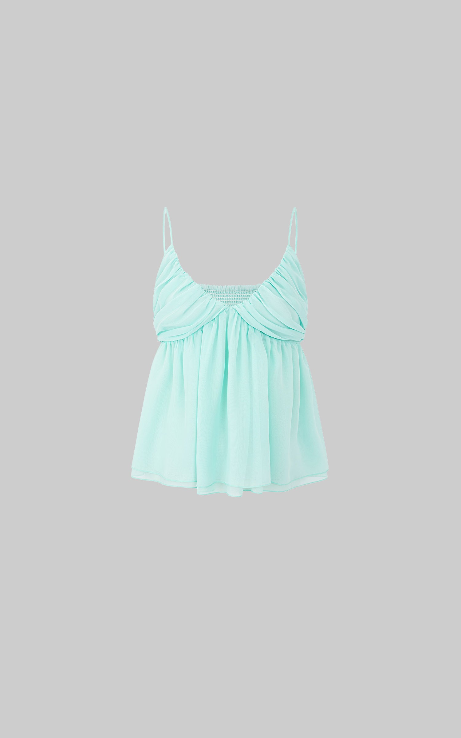 IAMXIAA Mint Chiffon Ruched Babydoll Cami Top
