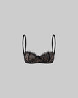 ROVENTE Scoop Neck Long Sleeve Tee & Lace Bra Set