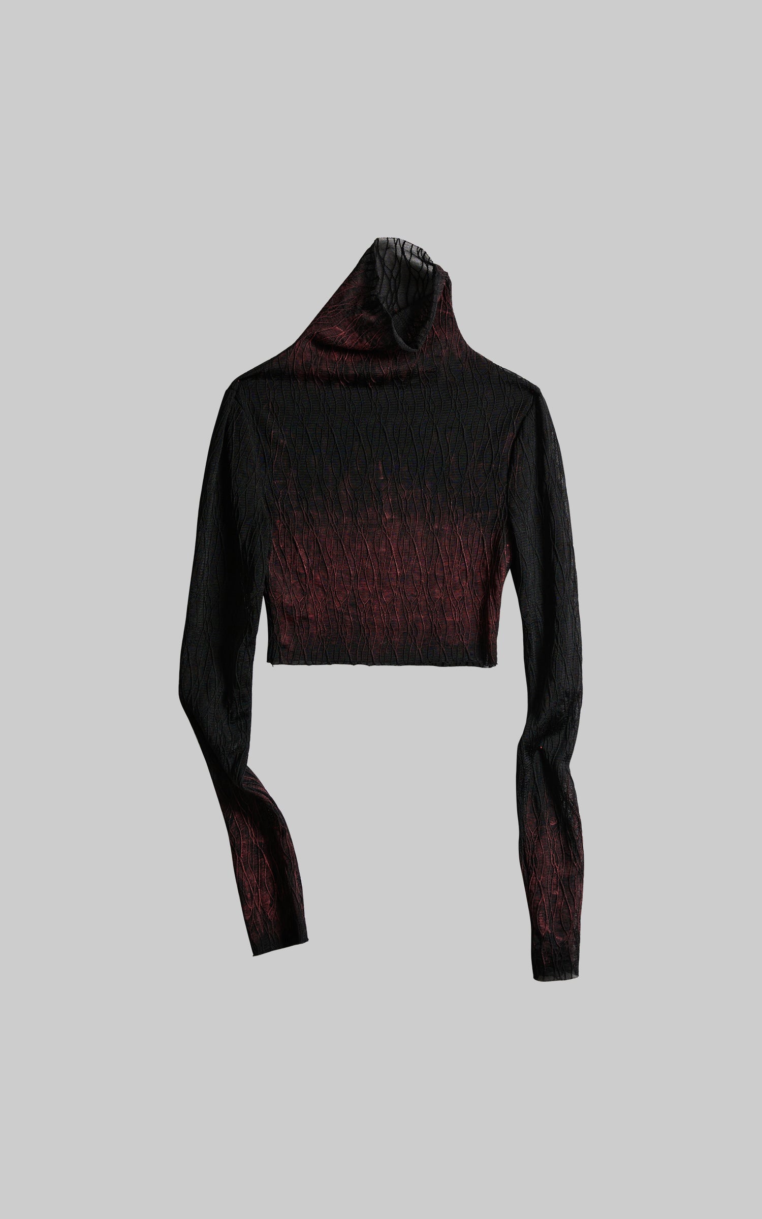 DOINDULGE Sheer Textured Long Sleeve T-Shirt