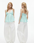 IAMXIAA Adjustable Hem Balloon Wide-Leg Pants