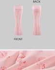 Rase le sol Pink Printed Hooded Fitted Zip Hoodie and Low-Rise Flared Pants Set