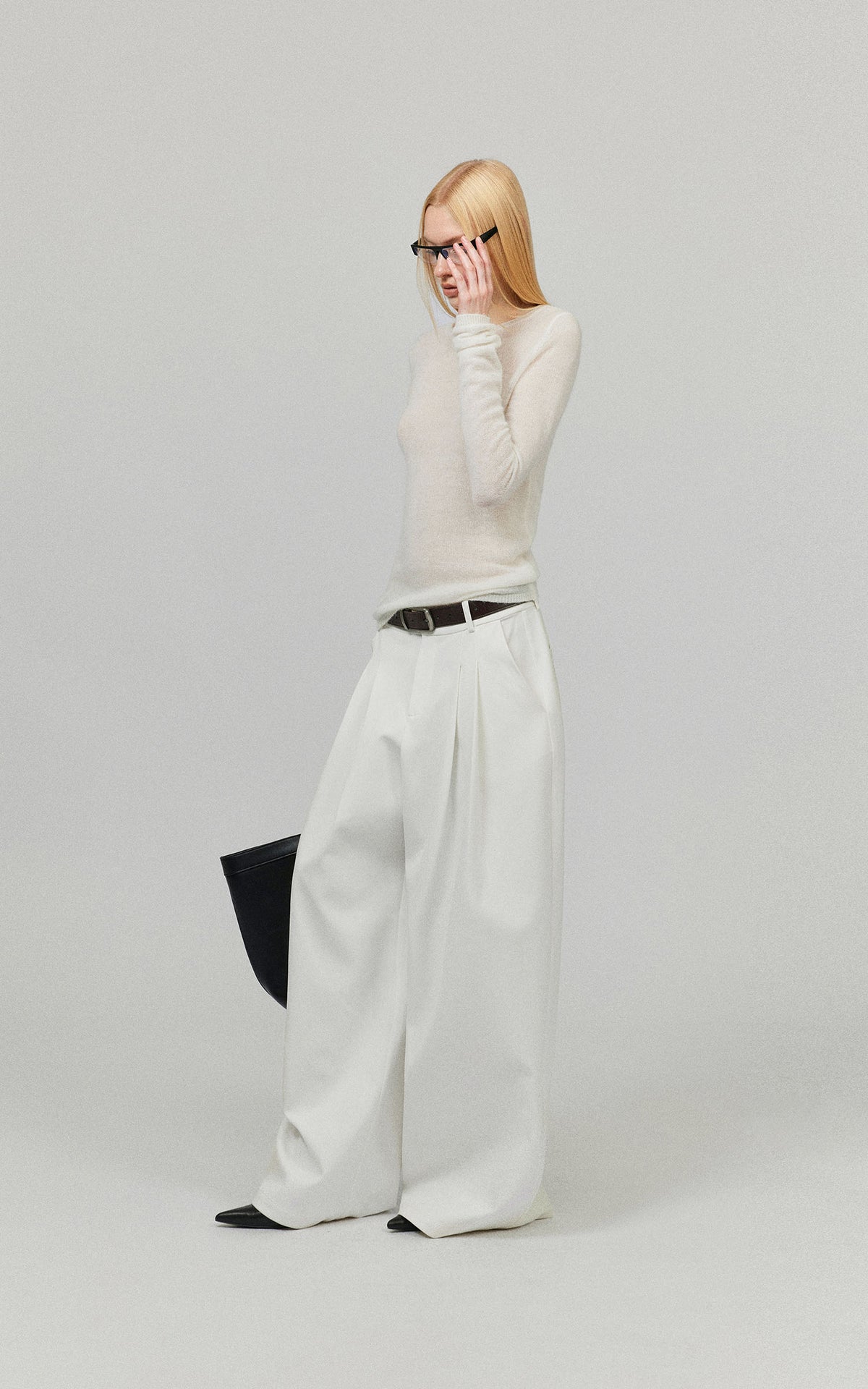 0122stepll Low Rise Pleated Oversized Wide Leg Tailored Pants