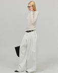 0122stepll Low Rise Pleated Oversized Wide Leg Tailored Pants