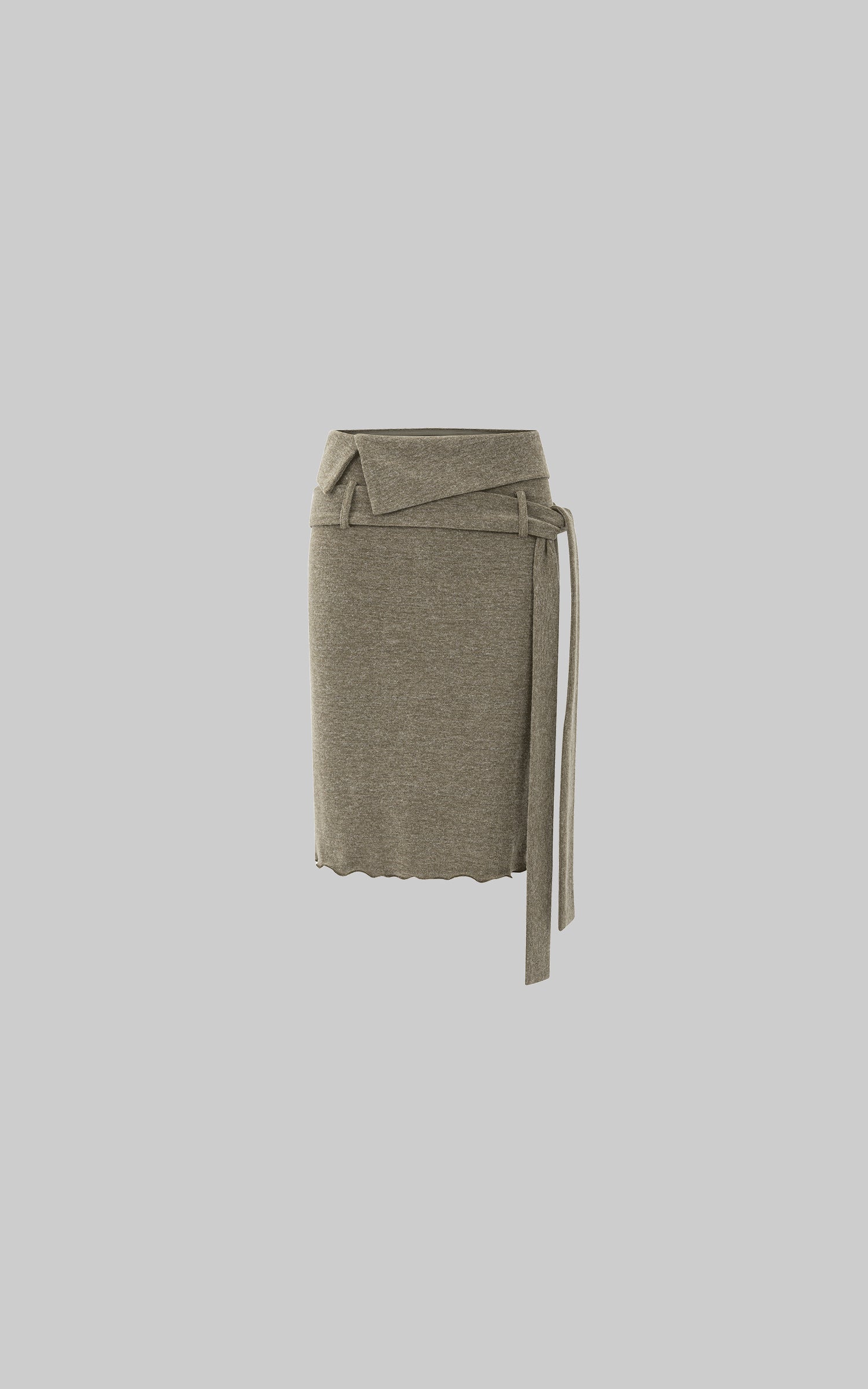 IAMXIAA Foldover Waist Tie-Detail Knit Midi Skirt