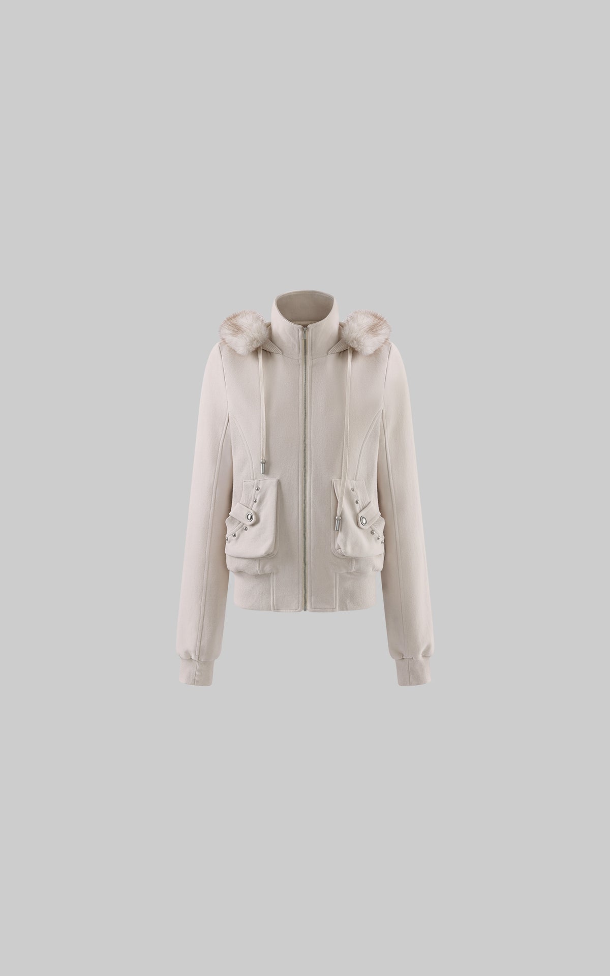 Rase le sol Fur-Trimmed Sculpted Hooded Jacket