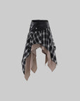 WARDEN EDGE Layered Plaid Deconstructed Midi Skirt