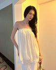 0122stepll Pleated Tube Top & Long Skirt Set