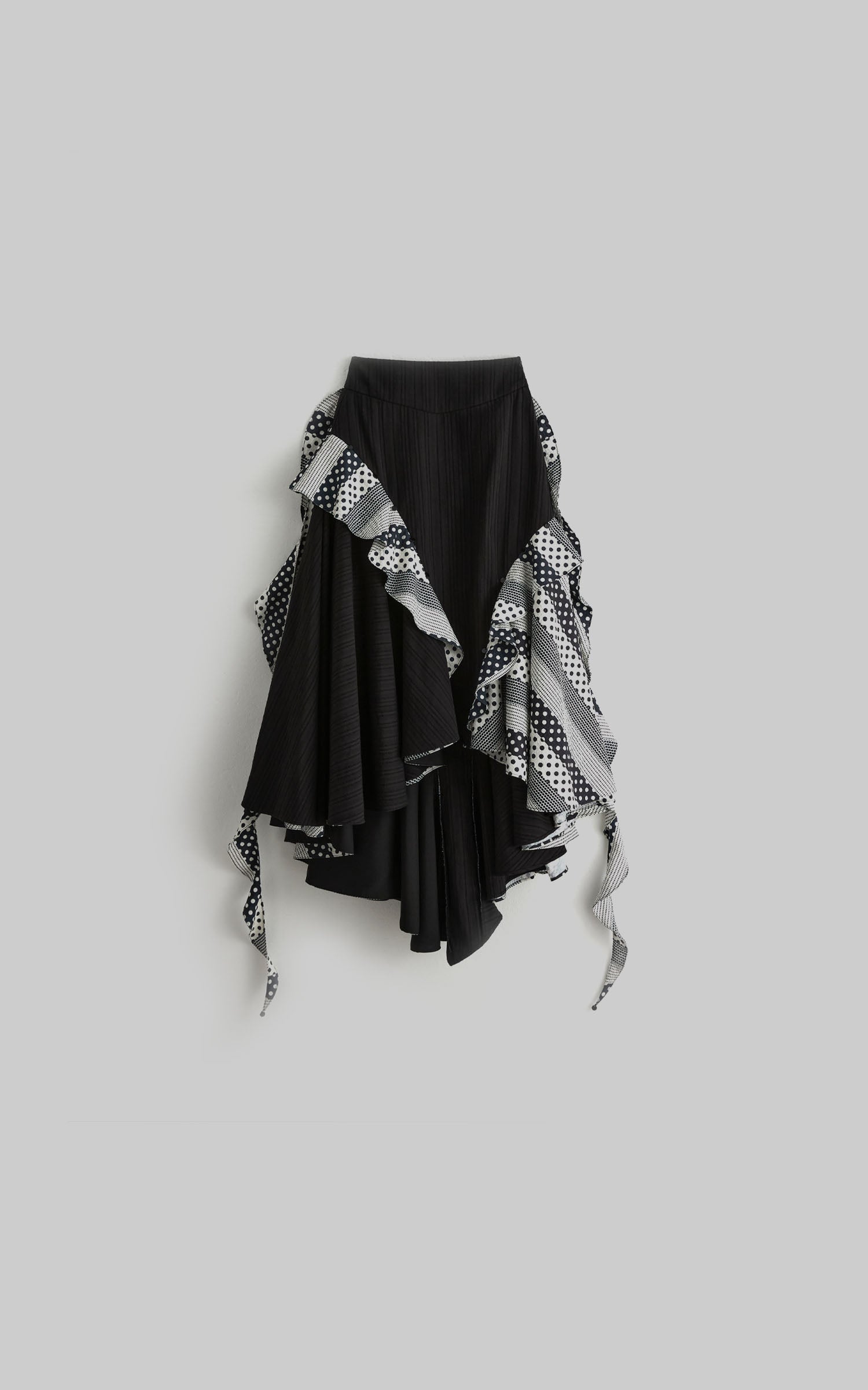DOINDULGE Asymmetric Ruffle Patchwork Skirt