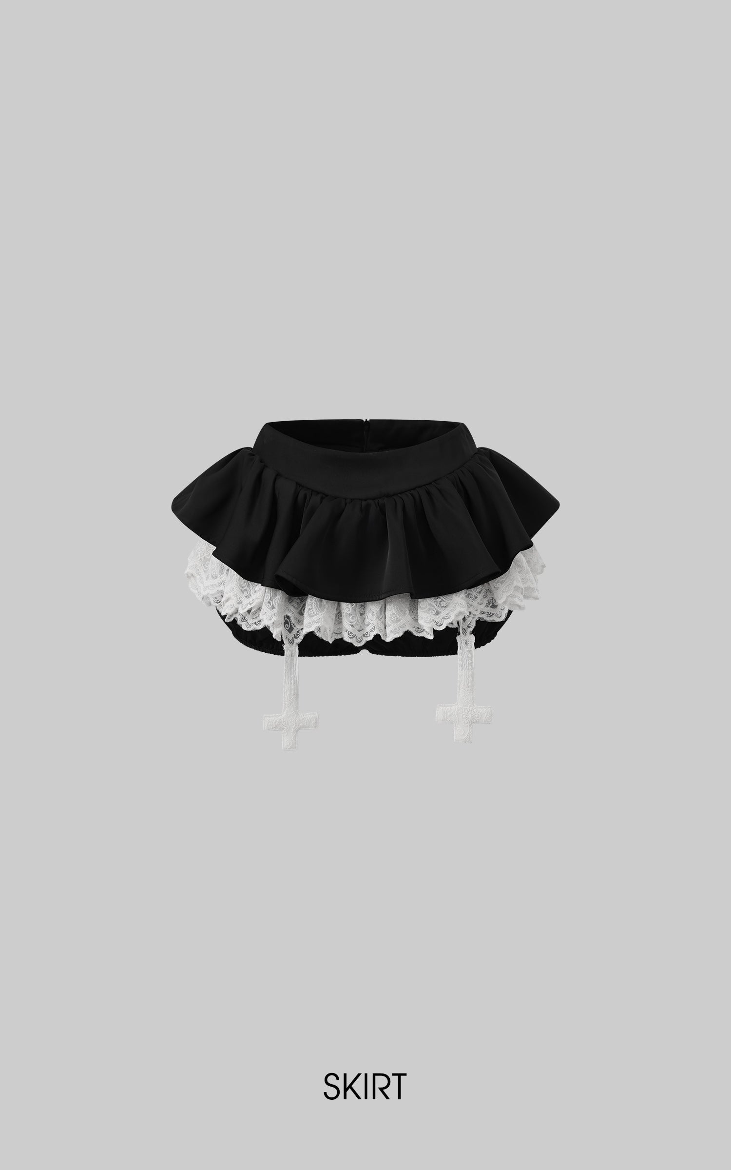 Rase le sol Lace-Trimmed Vest and Skirt Set with Cross Detail - PINKPARKS