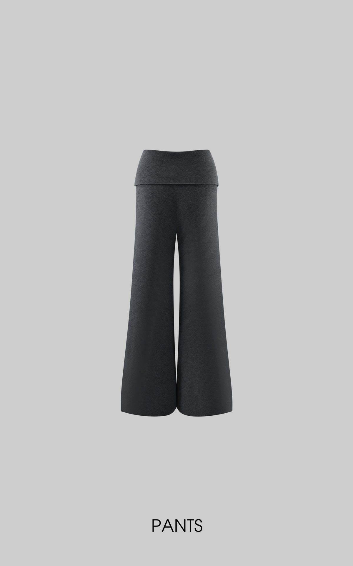 0122stepll High-Neck Zip Knit Cardigan &amp; Foldover Wide-Leg Pants Set