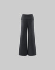 0122stepll High-Neck Zip Knit Cardigan & Foldover Wide-Leg Pants Set