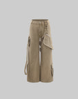 WARDEN EDGE Wide Leg Cargo Pants with Strap Details and Detachable Pocket
