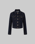 IAMXIAA Denim Jacket and Flared Jeans Set for Women Retro Dark Wash Two Piece Outfit