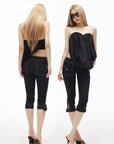 IAMXIAA Draped Strapless Bubble Hem Tube Top