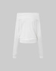 IAMXIAA Off Shoulder Knit Top Long Sleeve Pullover
