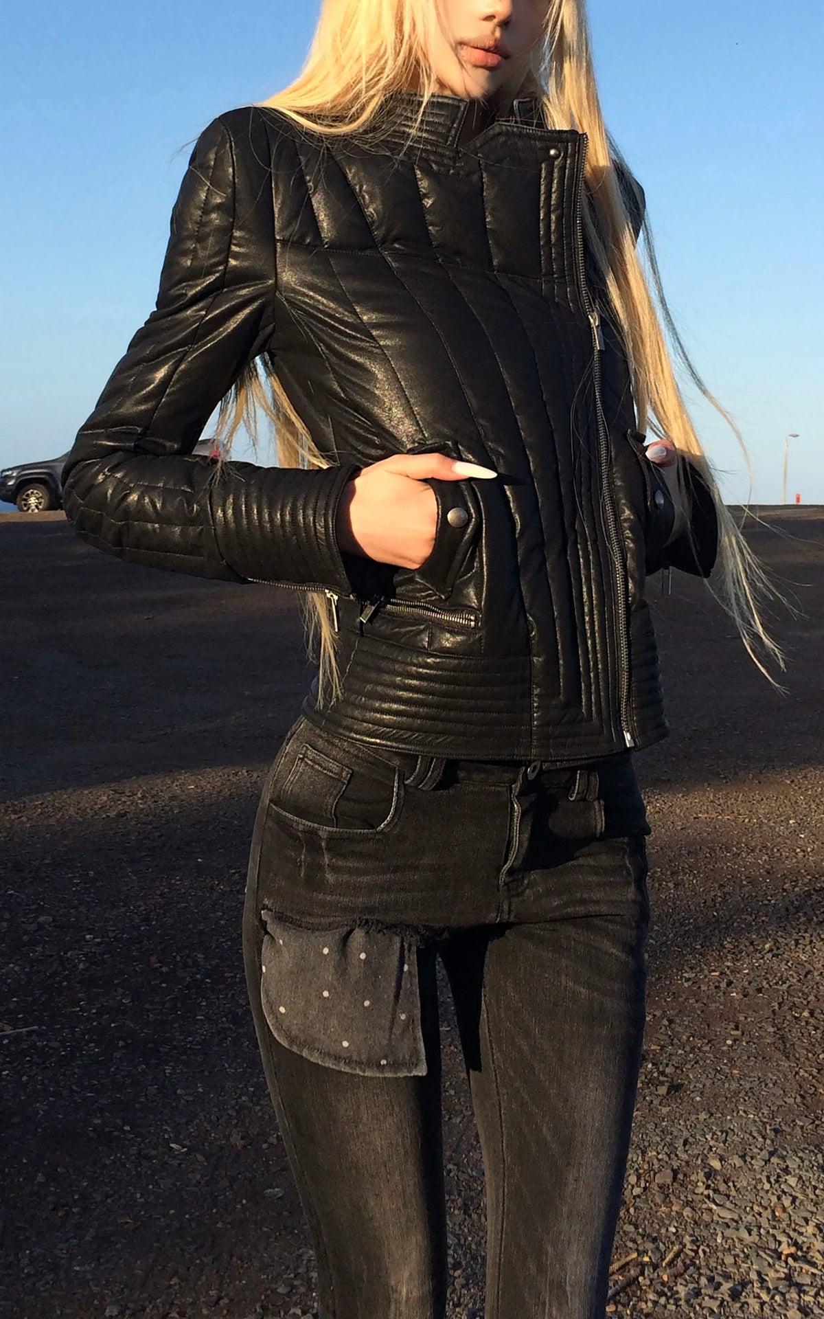 Rase le sol Quilted Asymmetric Down Jacket