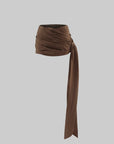 ROVENTE Draped Mini Skirt with Side Tie and Long Flowing Sash