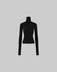 0122stepll Lace-Back Cutout Turtleneck Long Sleeve Top