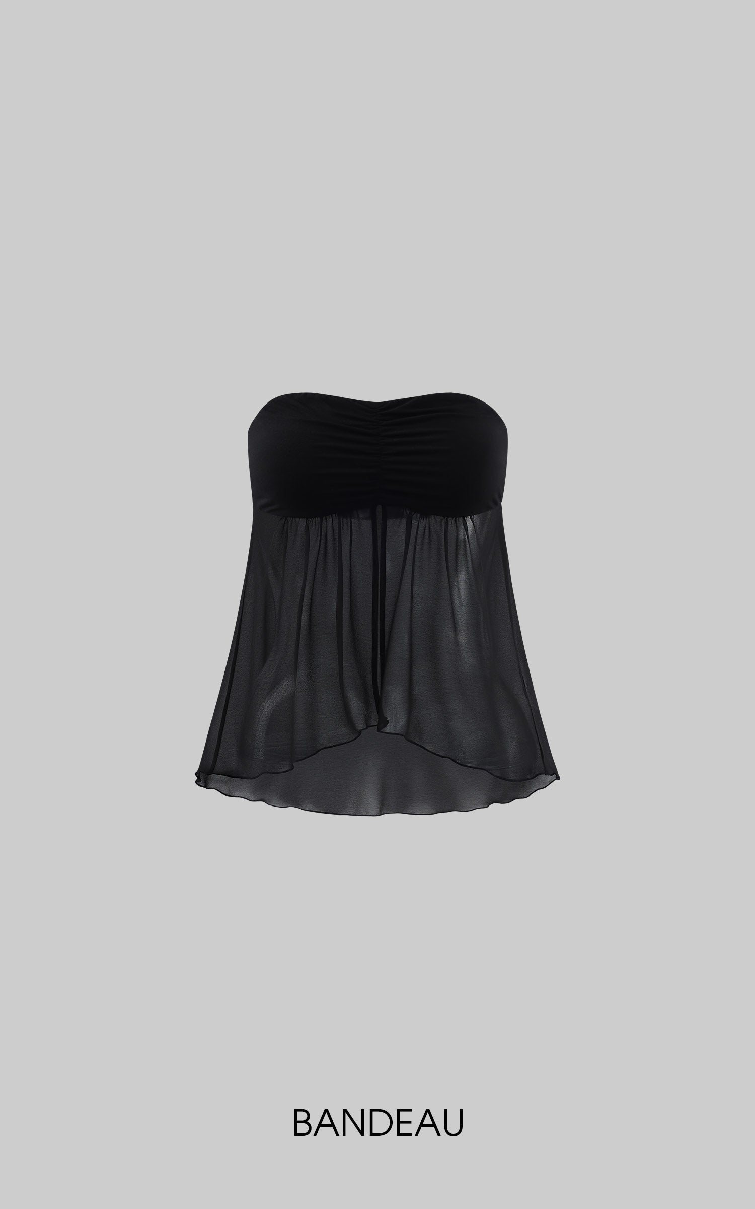 0122stepll Haut Babydoll Drapé Bandeau Transparent