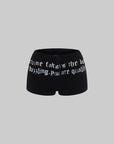 Rase le sol Gothic Script Embroidered Low-Rise Mini Shorts