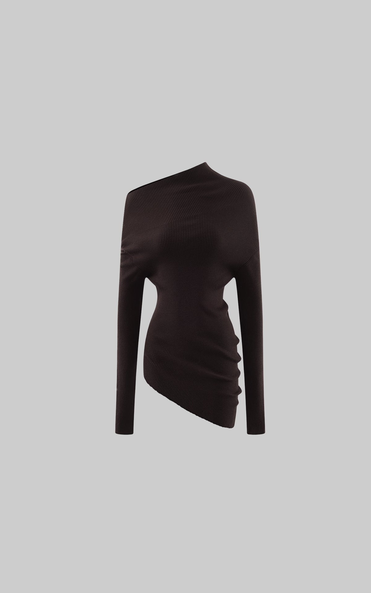 0122stepll Asymmetric Off-Shoulder Ribbed Knit Top