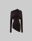 0122stepll Asymmetric Off-Shoulder Ribbed Knit Top