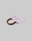 Hydrae Rhinestone Rose Satin Mini Handbag with Sculptural Wooden Ring Handles