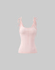 Rase le sol Cross-Stitched Winged Strap Bow Tank Top - PINKPARKS