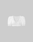 Rase le sol Lace-Trimmed Puff Sleeve Crop Top - PINKPARKS