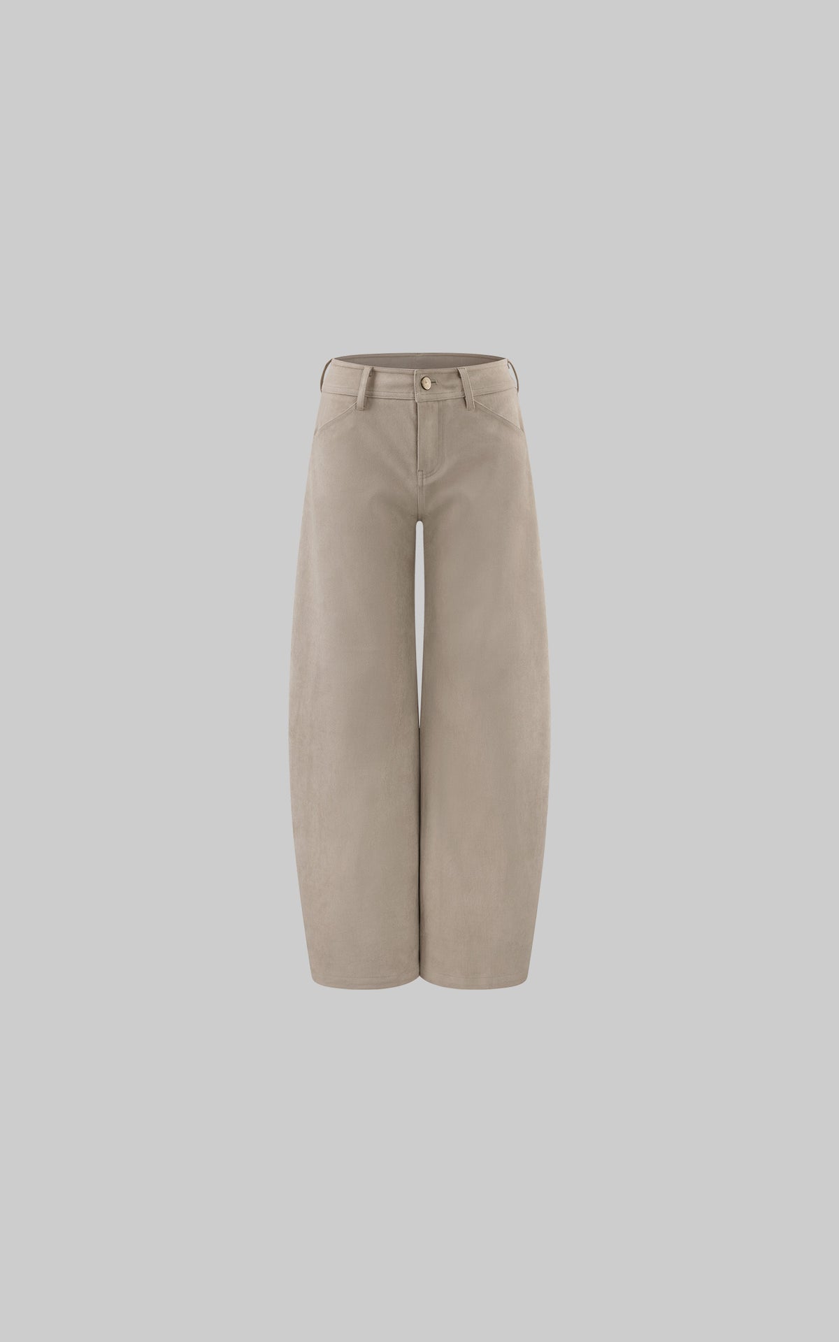 ROVENTE Low-Rise Suede-Look Wide-Leg Pants with Angled Front Pockets
