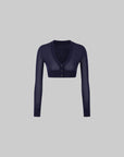 IAMXIAA Sheer V-Neck Cropped Knit Cardigan
