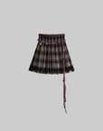 DOINDULGE Plaid Pleated Lace-Trim Mini Skirt
