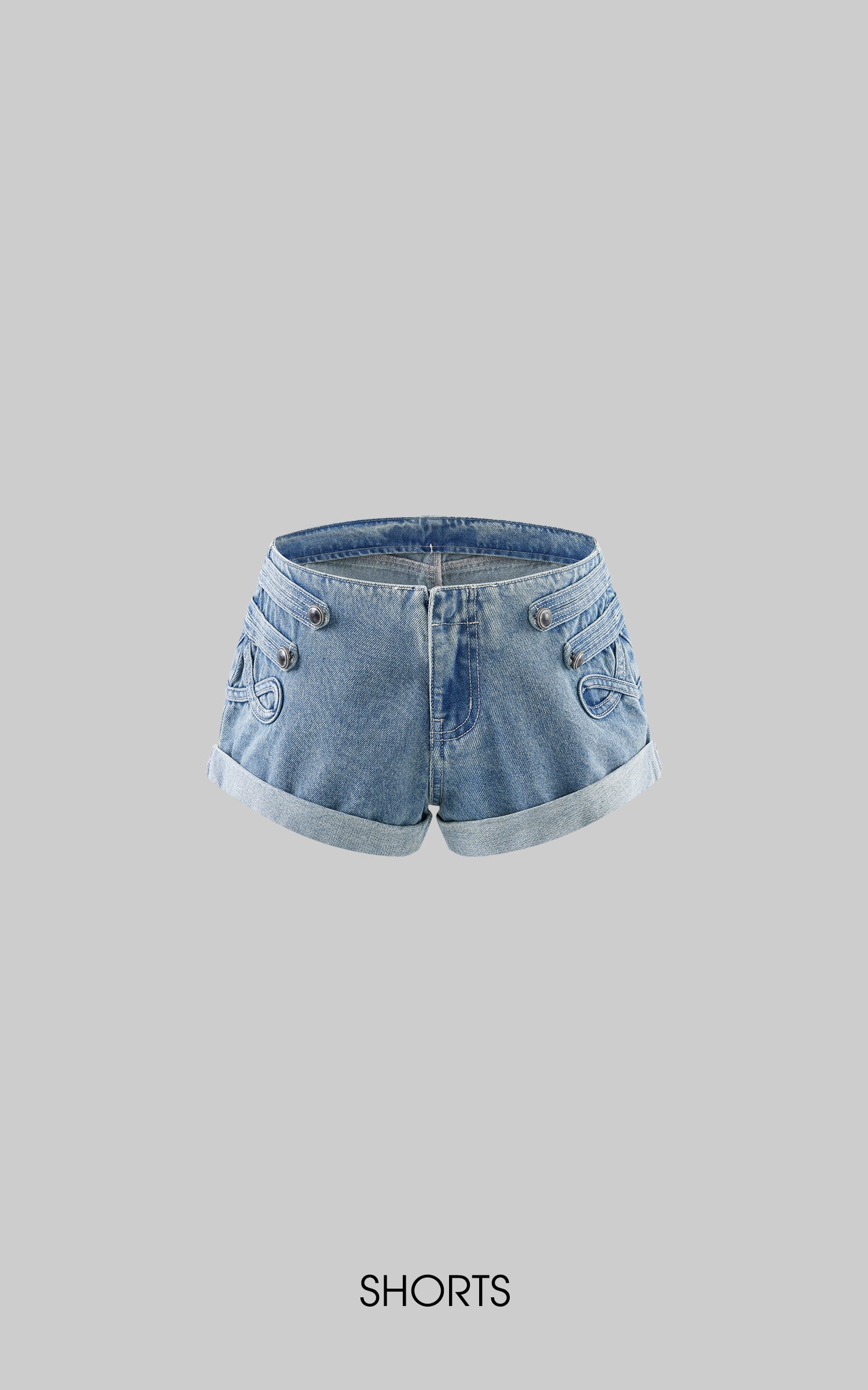WARDEN EDGE Number 7 Scoop Neck T-Shirt &amp; Low Rise Denim Shorts Set