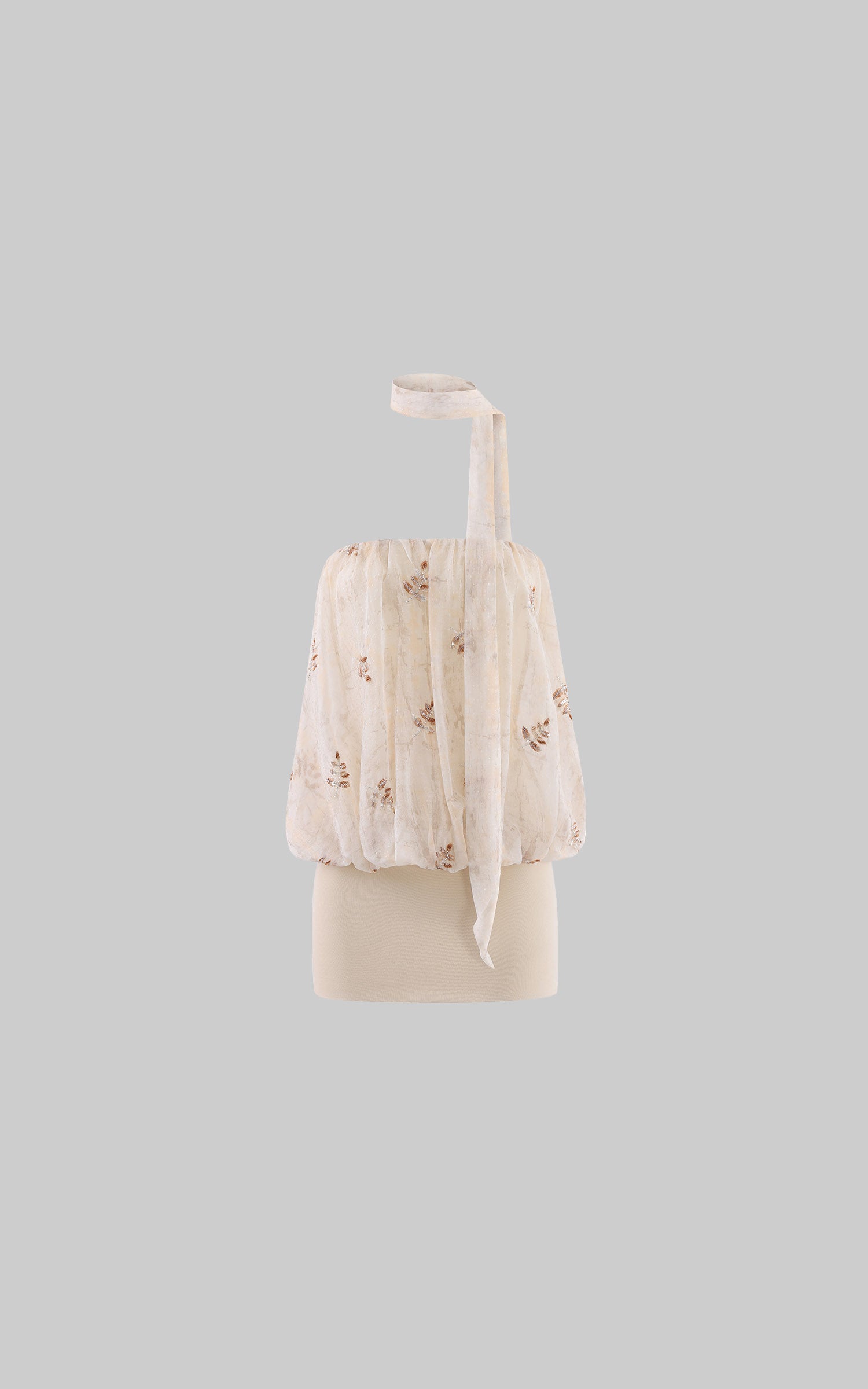 Hydrae Embroidered Chiffon Bubble Mini Dress