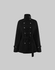 Hydrae Military Inspired Wool Cape Coat With Double Breasted Button Detailing