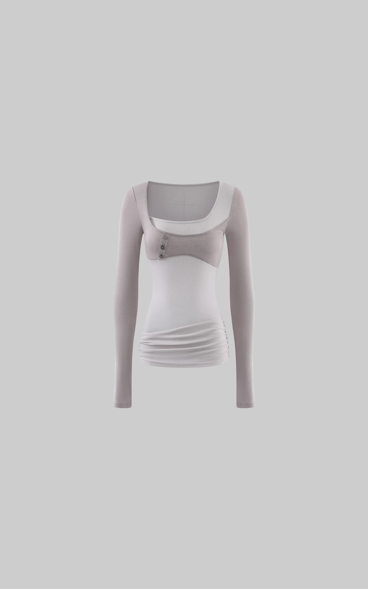 Rase le sol Layered Panel Fitted Long Sleeve T-Shirt