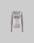 Rase le sol Layered Panel Fitted Long Sleeve T-Shirt
