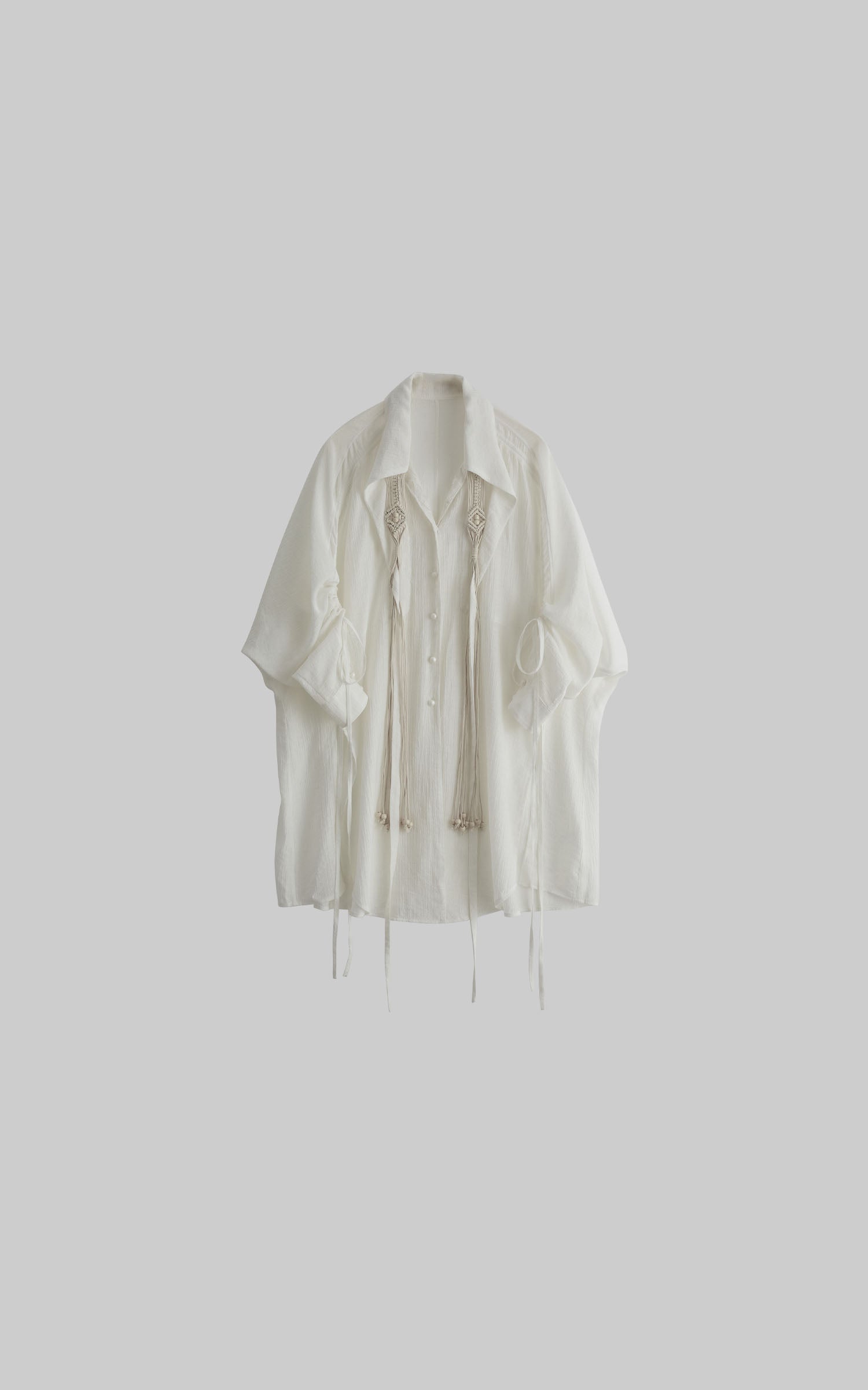 DOINDULGE Draped Batwing Sleeve Drawstring Shirt