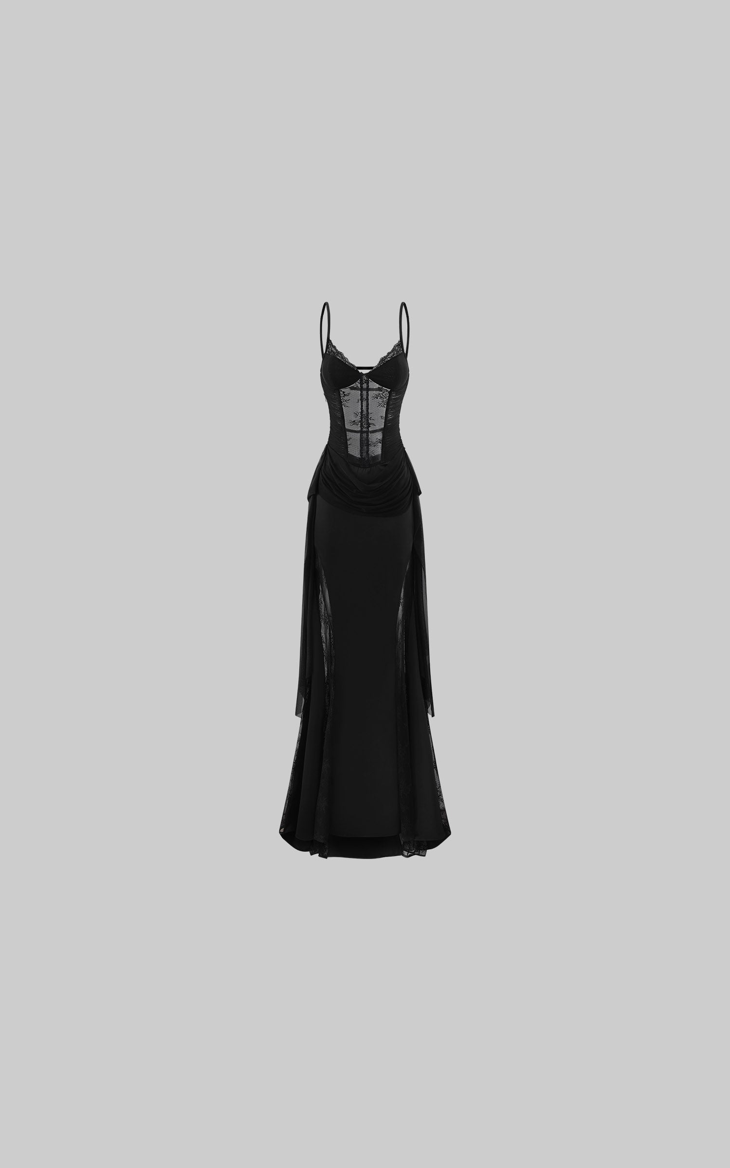 Rase le sol Sheer Lace Paneled Slip Maxi Dress