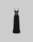 Rase le sol Sheer Lace Paneled Slip Maxi Dress