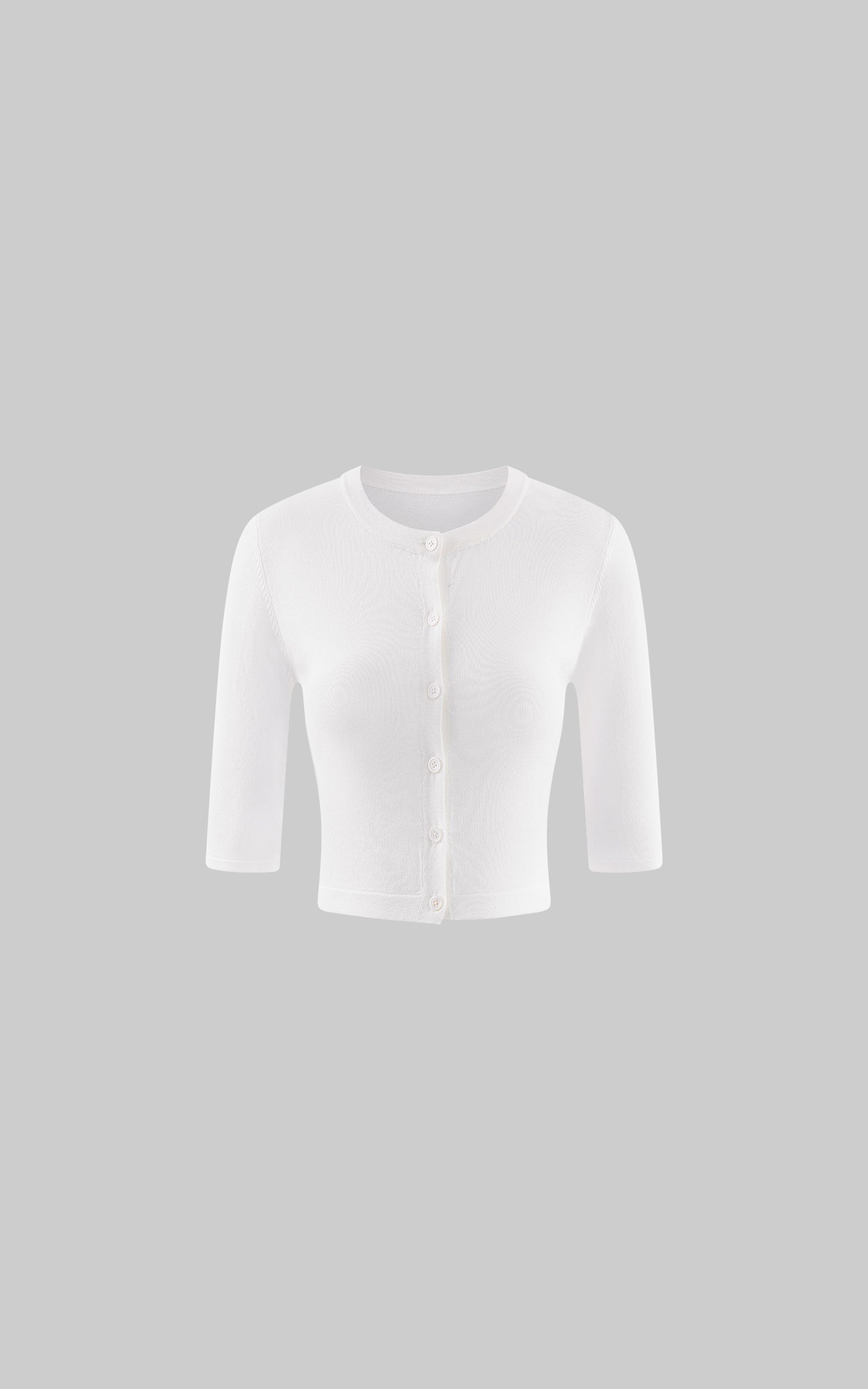 0122stepll White Cropped Knit Cardigan