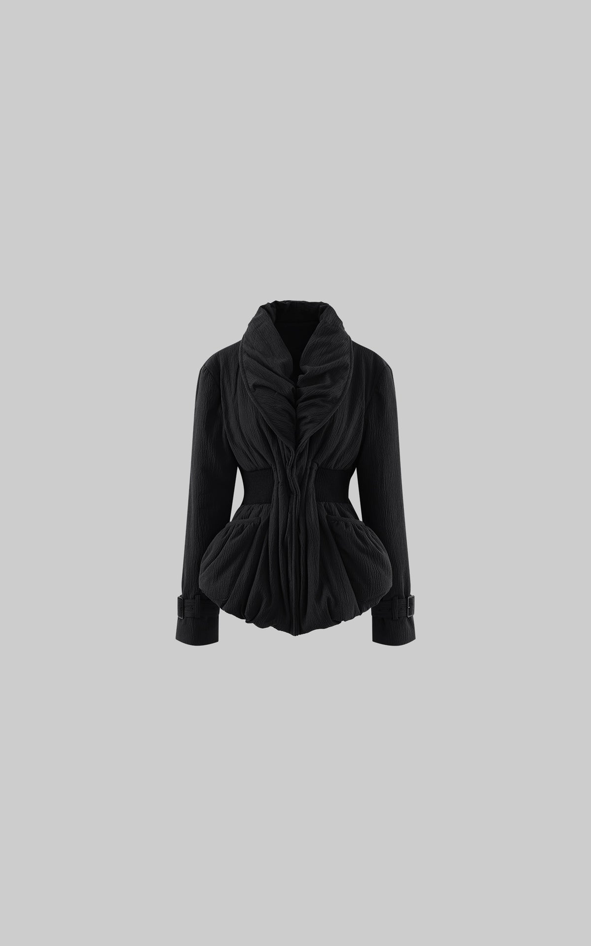 Rase le sol Sculpted Waist Draped Collar Puffer Jacket