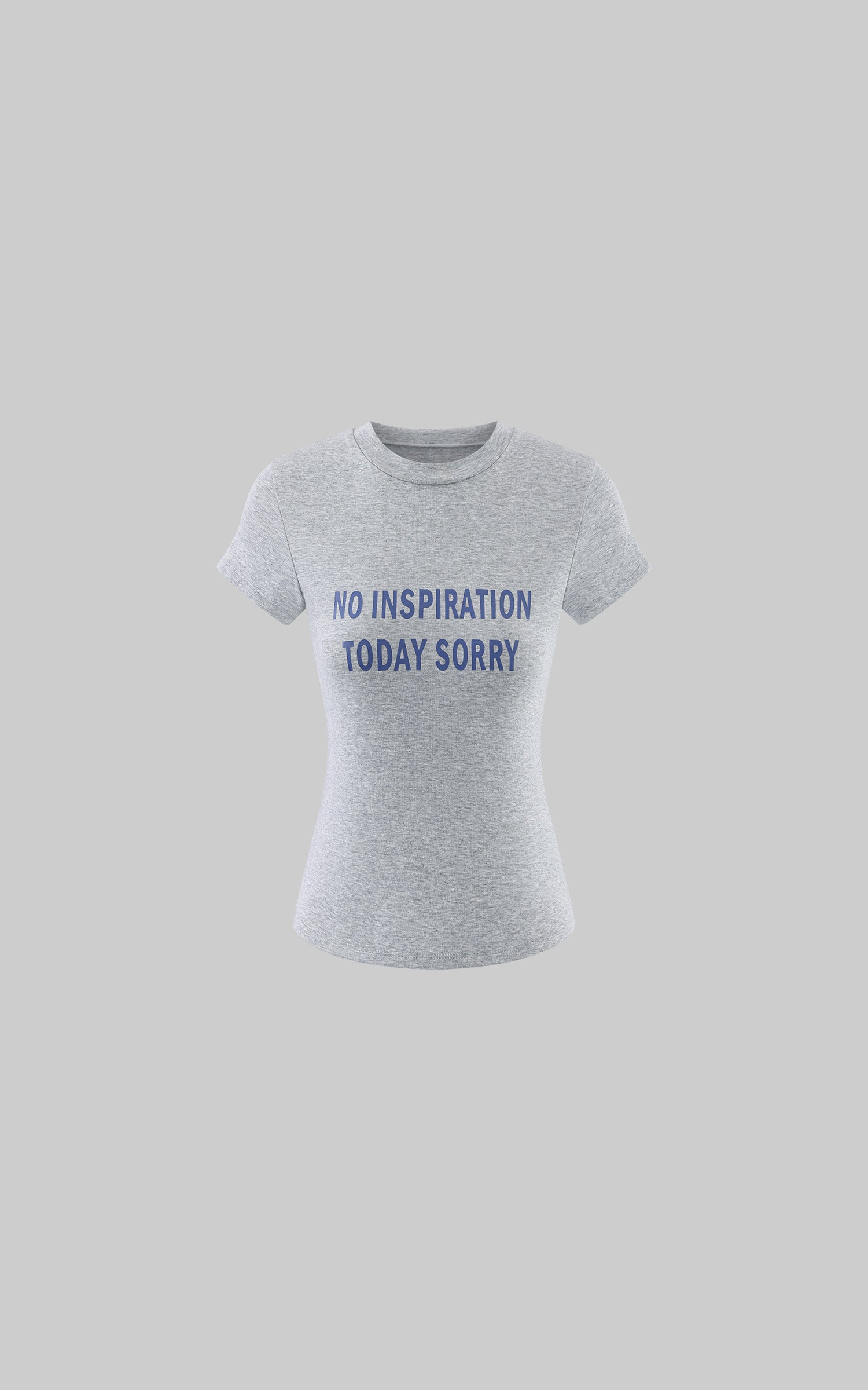 ROVENTE Vintage Grey Fitted Baby Tee with Statement Graphic