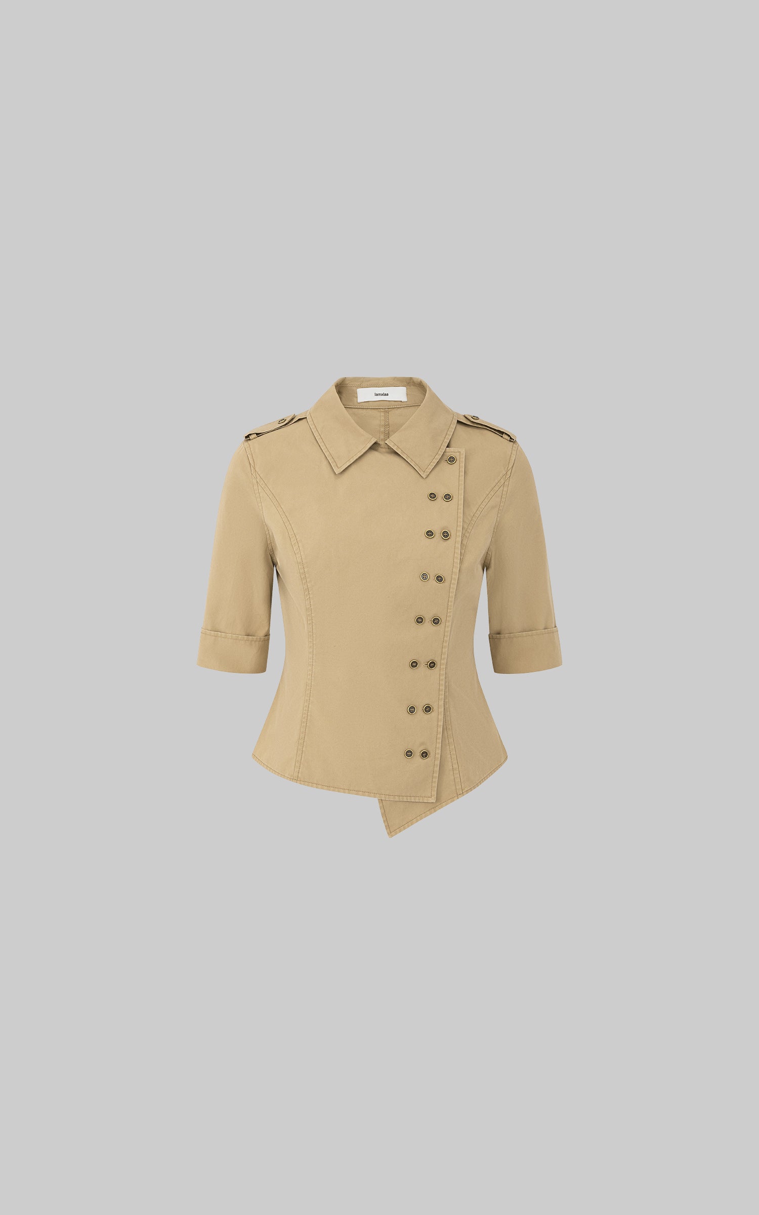 IAMXIAA Asymmetric Double Button Tailored Shirt