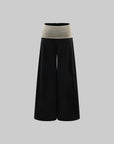 Rase le sol High Waist Contrast Panel Wide Leg Pants
