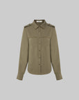 IAMXIAA Studded Utility Shirt – Military Chic Button Down with Epaulette Detail