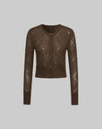 IAMXIAA Sheer Knit Button Up Cardigan